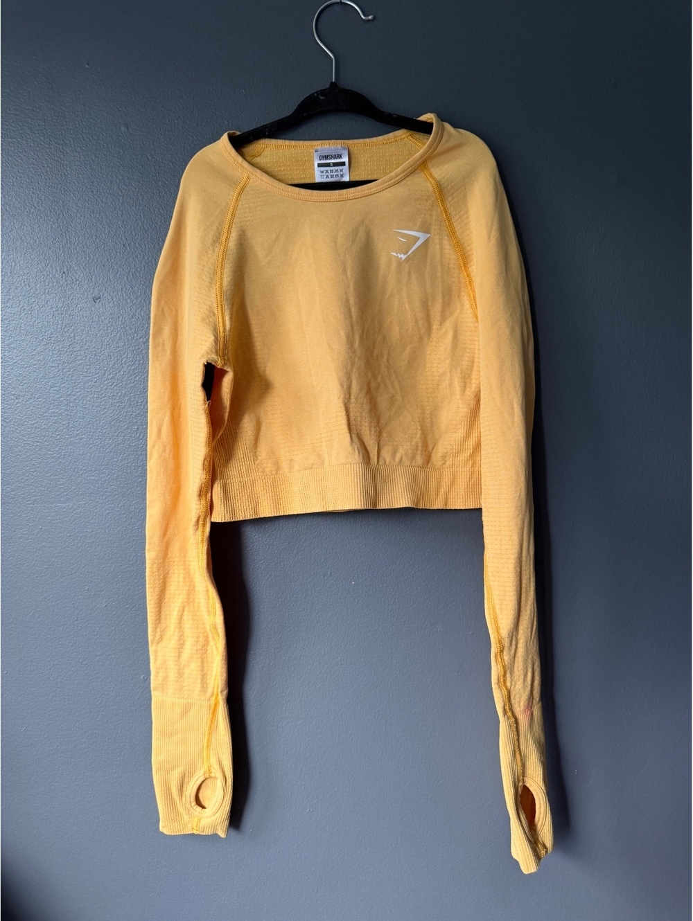 Gymshark Seamless Long Sleeve Crop Top in Yellow, Size Small